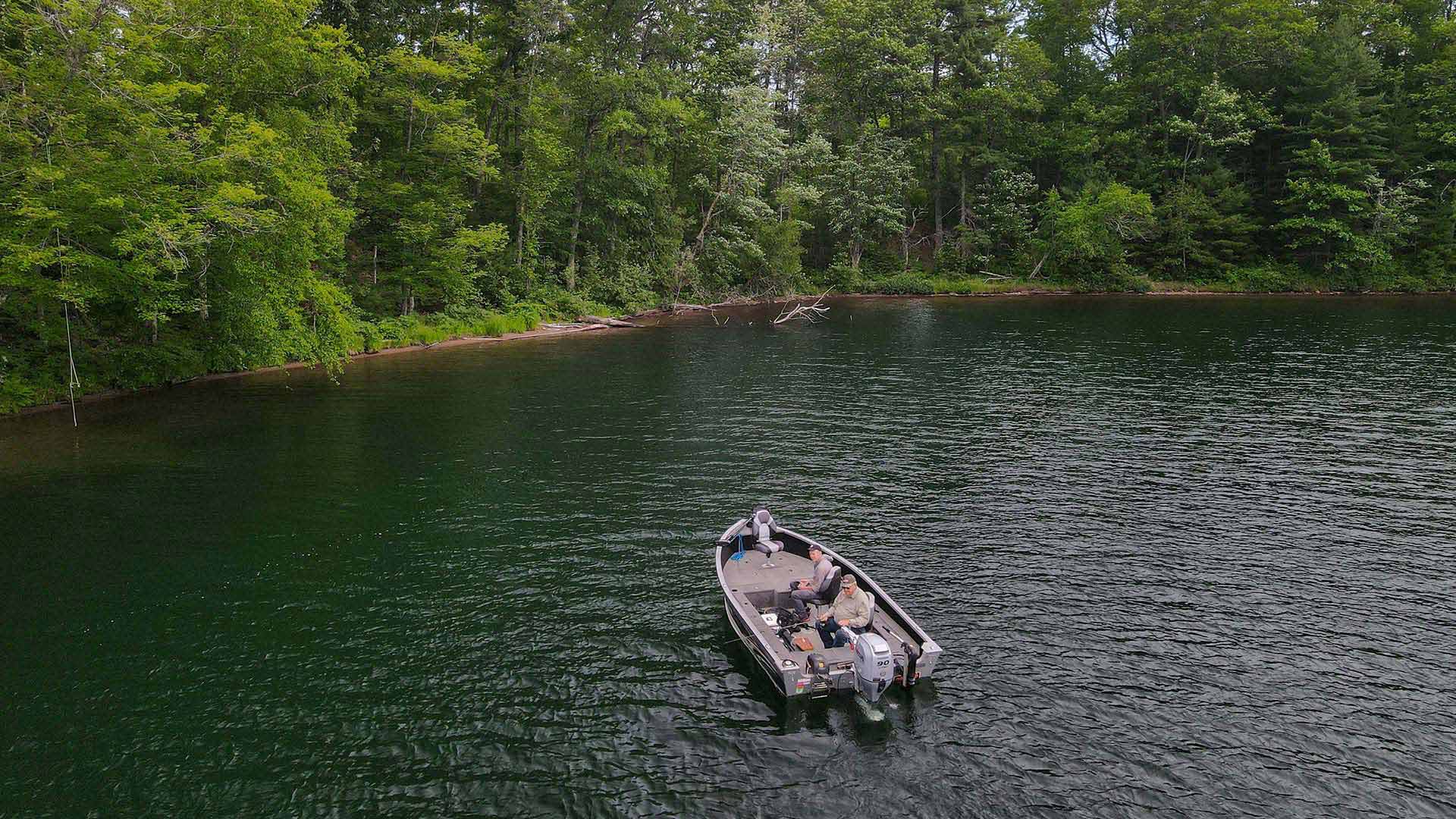 Fishing from a boat on North Trout Lake