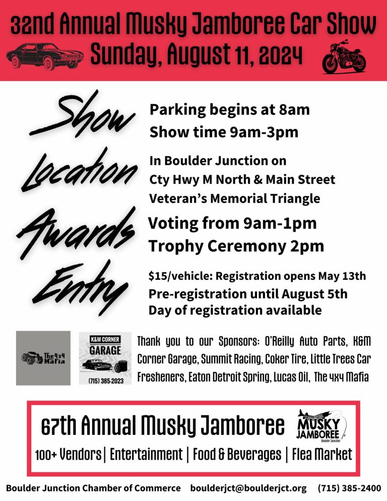 32nd Annual Musky Jamboree Car Show Boulder Junction