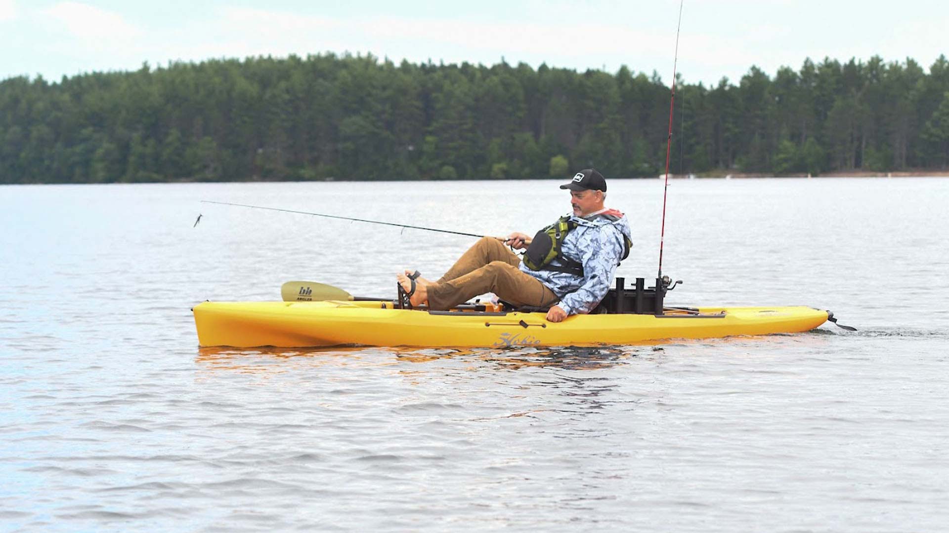Fishing from a kayak on North Trout Lake